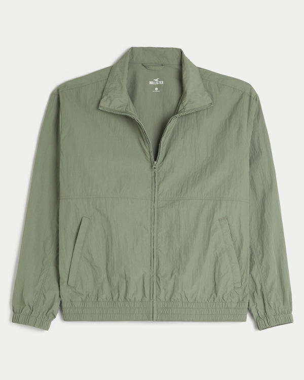 Zip-Up Nylon Jacket, Olive view 1
