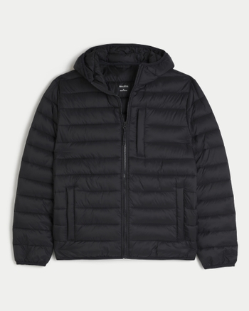 Men s Hooded Puffer Jacket in Navy Size XXL from Hollister