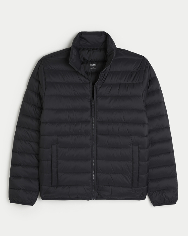 Zip-Up Puffer Jacket, Black