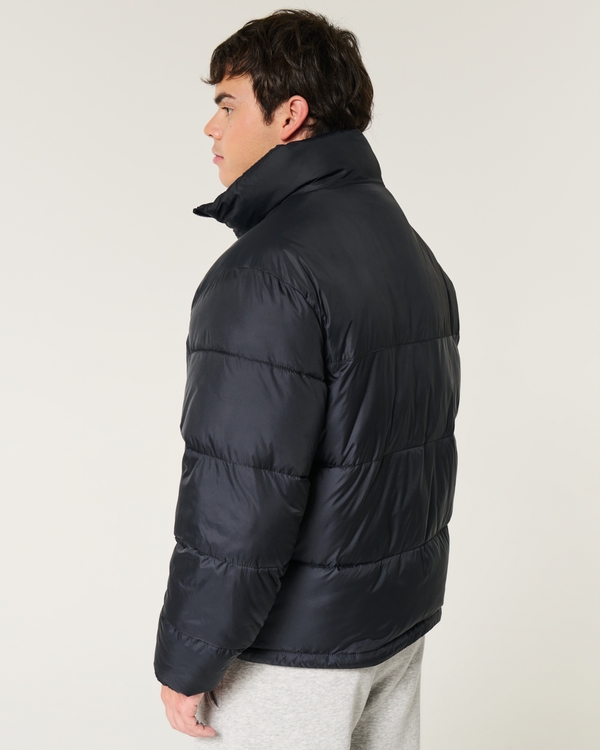 Boxy Mock-Neck Puffer Jacket, Black Dd view 2