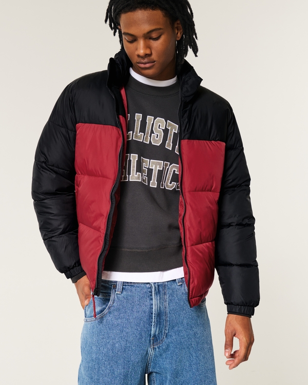 Hollister mockneck puffer jacket red on sale