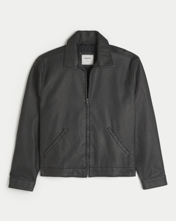 Hollister leather jacket with hood new arrivals