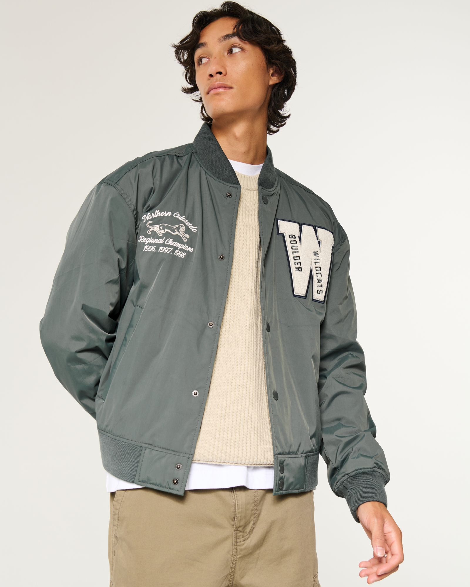 Mens Jacket Hollister Letterman Jacket Men's Boulder Wildcats