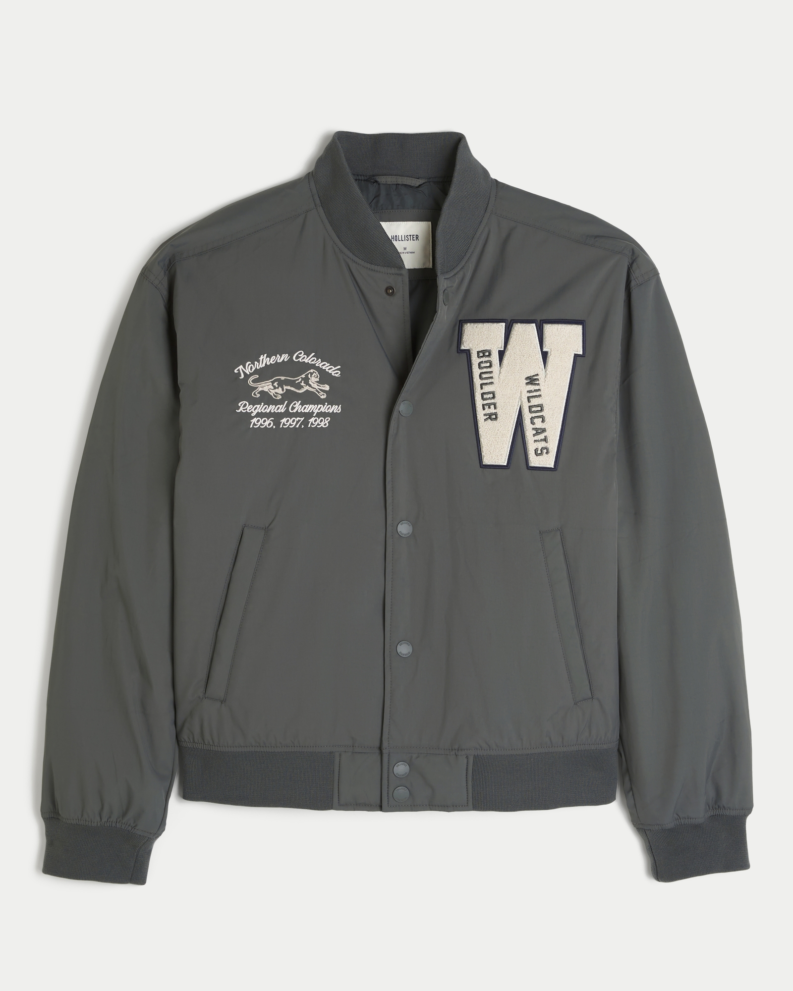 Varsity Jacket Hollister Blue Bomber Jacket Men's Boulder Wildcats