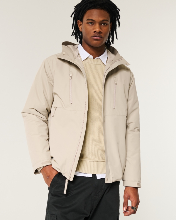 Hooded Shell Jacket, Tan view 2