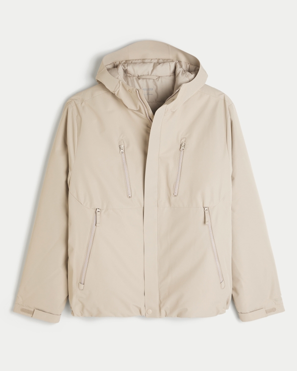 Hooded Shell Jacket, Tan view 1