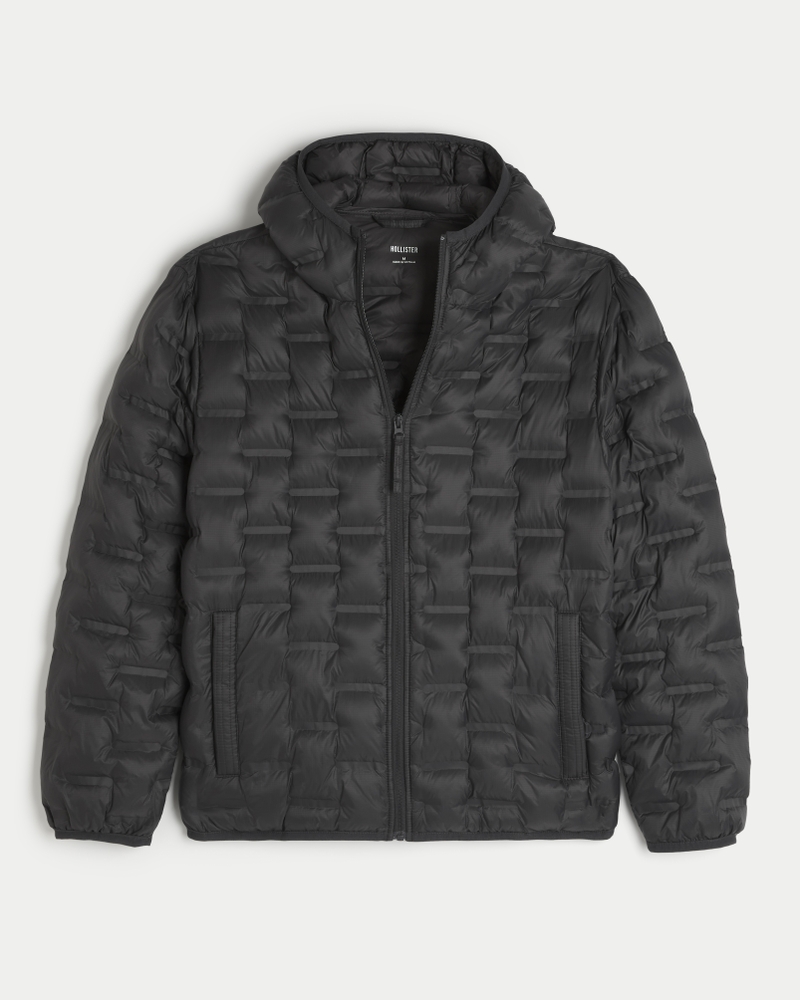 Hollister hooded puffer jacket hotsell