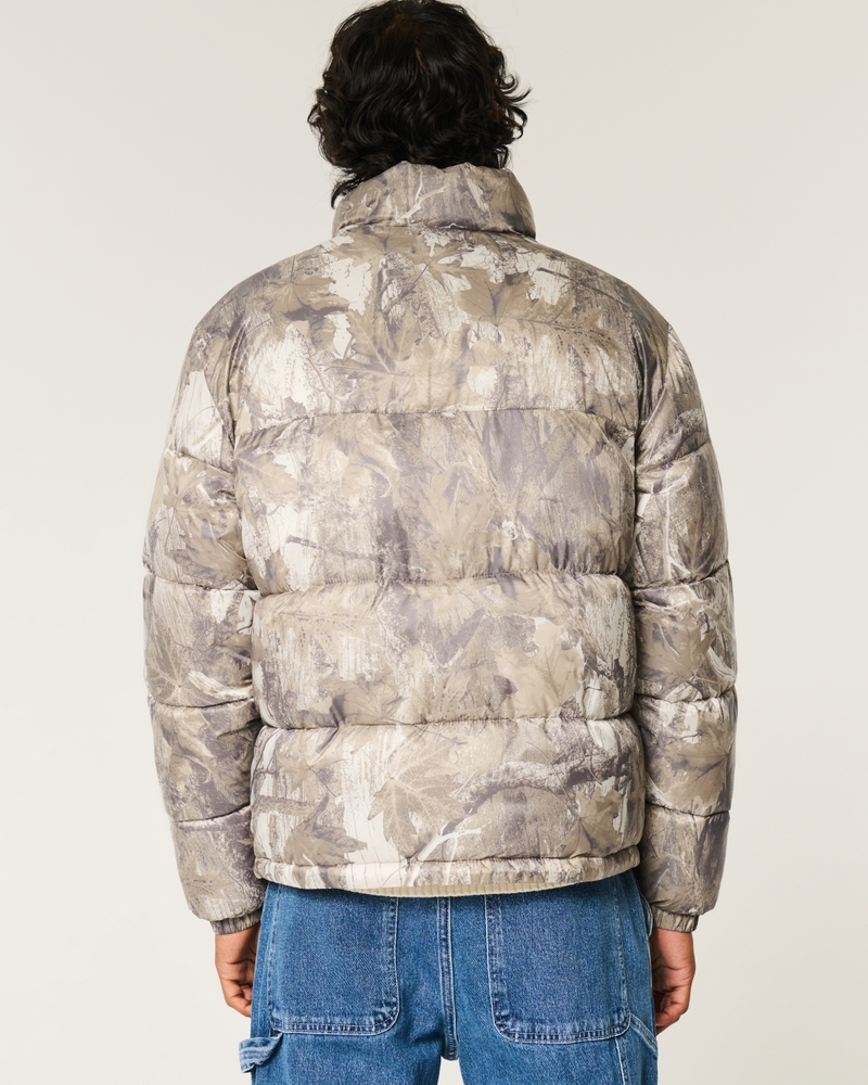 Boxy Camo Zip-Up Puffer Jacket