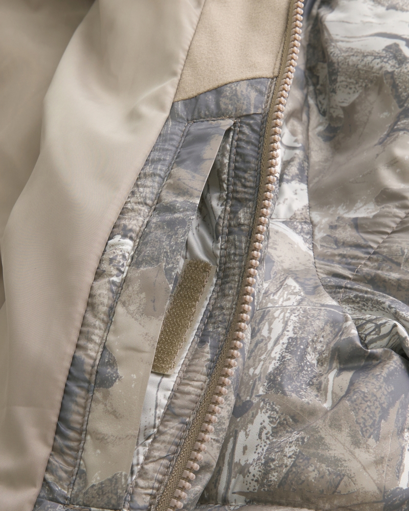 Boxy Camo Zip-Up Puffer Jacket