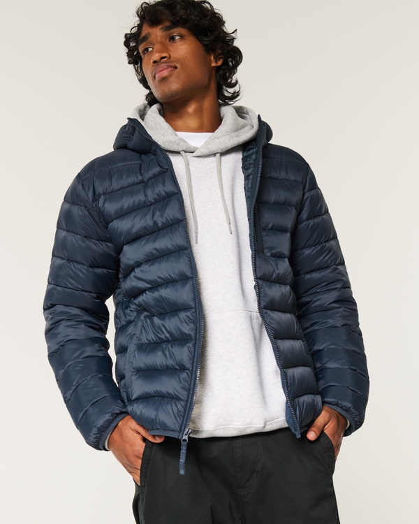 Hooded Puffer Jacket, Navy