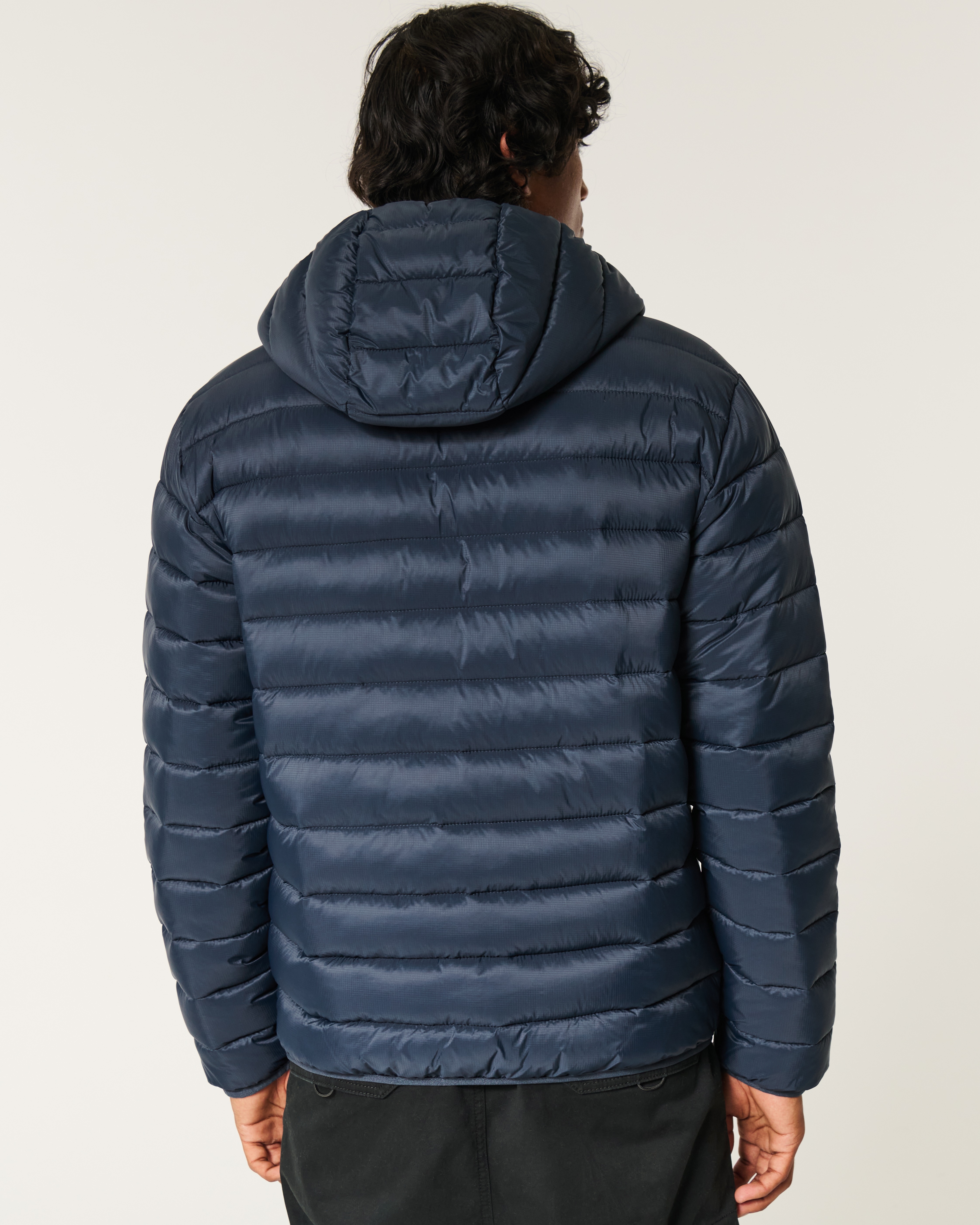 Men s Hooded Puffer Jacket in Navy Size XXL from Hollister