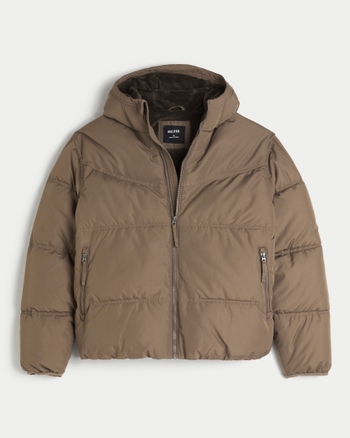 Men's Classic Puffer Faux Leather Vest Jacket