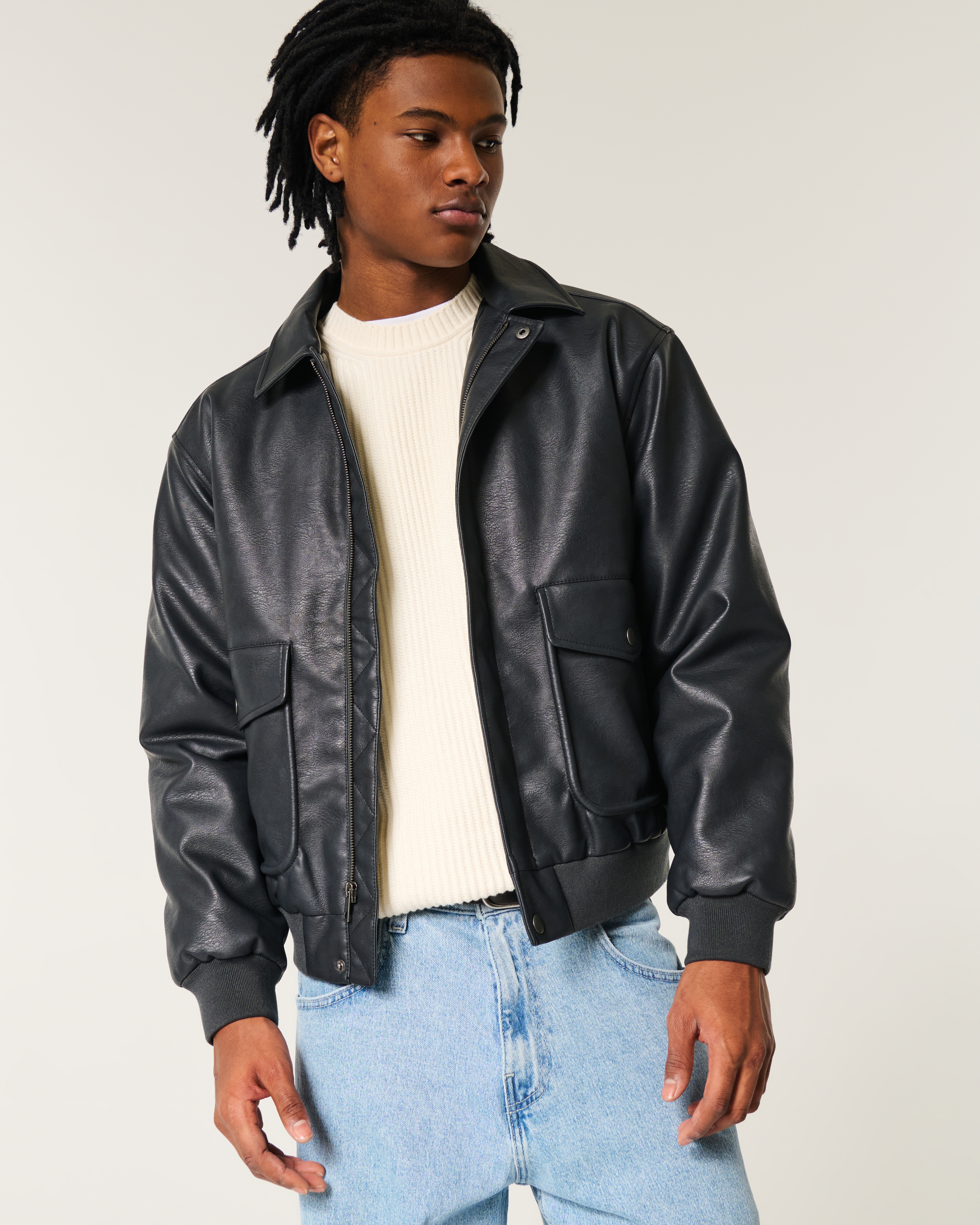 Vegan Leather Bomber Jacket