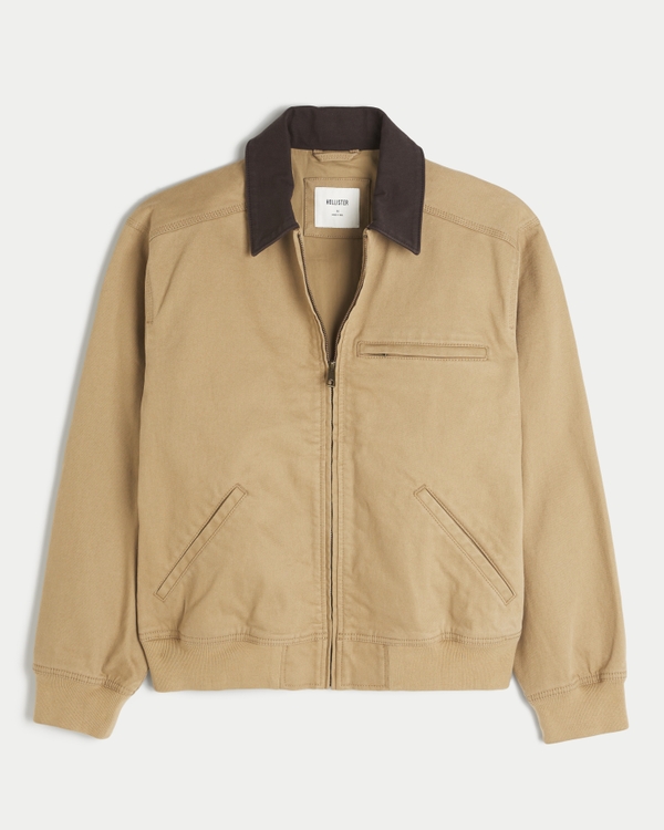 Zip-Up Workwear Jacket, Light Brown