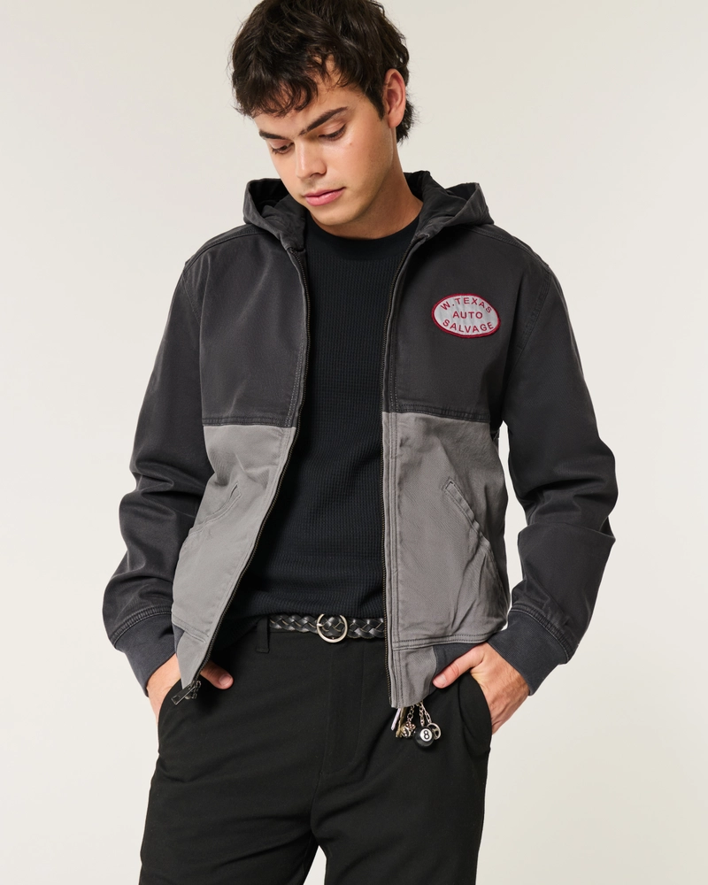 Hooded Zip-Up Workwear Jacket