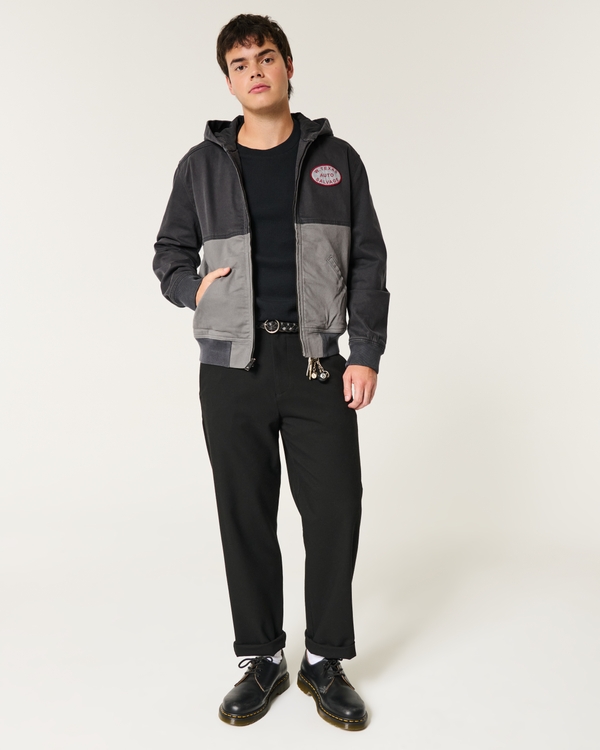 Hooded Zip-Up Workwear Jacket, Dark Gray view 2