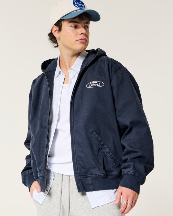 Hooded Ford Graphic Workwear Jacket, Navy