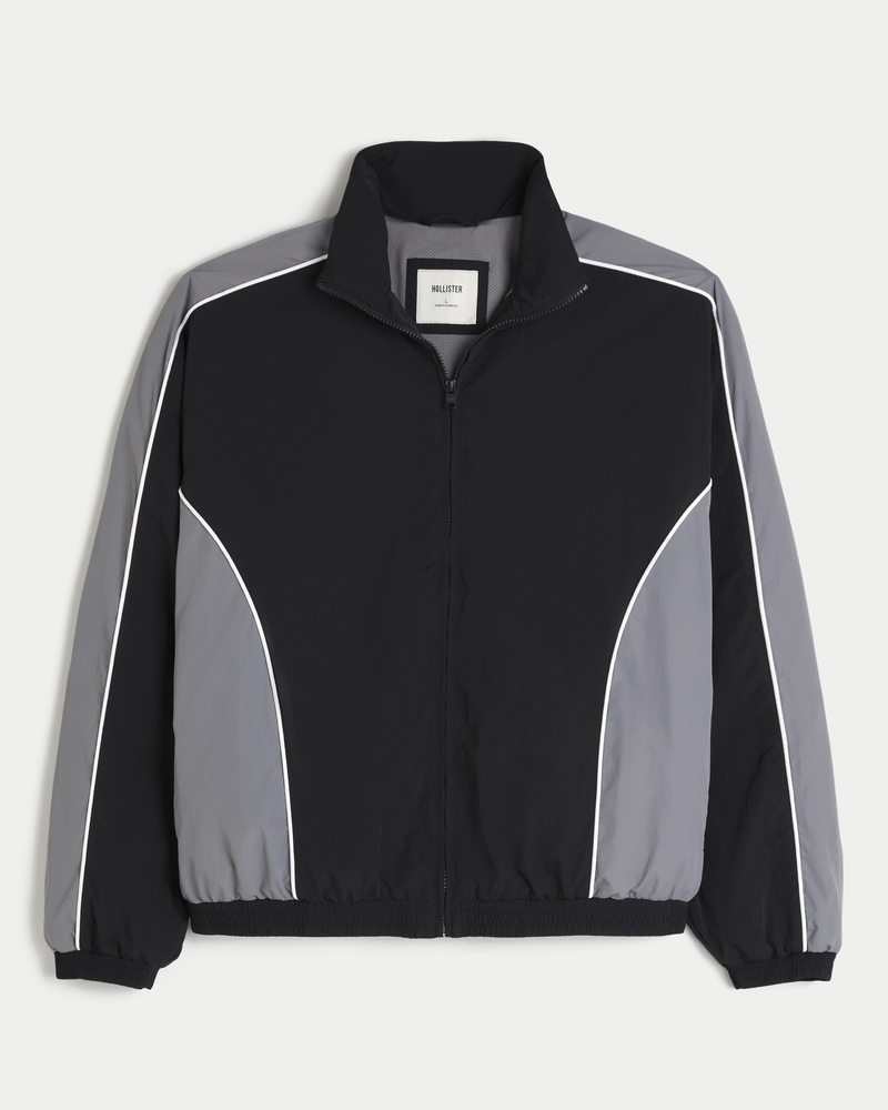 Men s Zip Up Windbreaker Jacket in Black Size M from Hollister