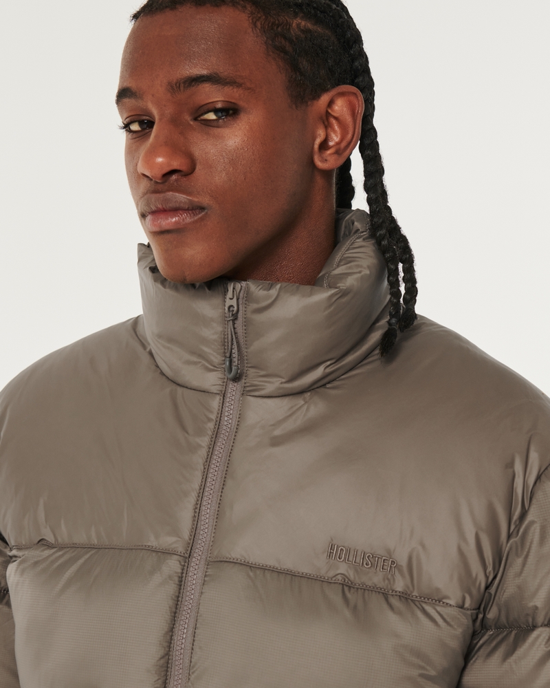 Men's Color Block Mock-Neck Puffer Jacket, Men's Jackets & Coats