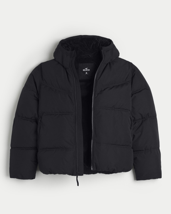 Hollister recycled fill hooded puffer jacket hotsell