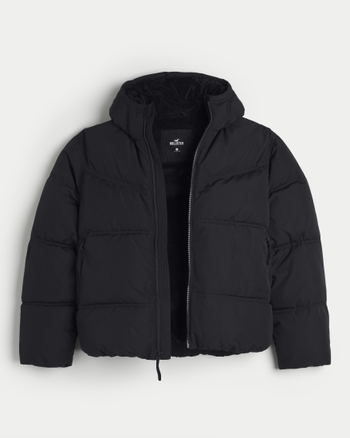 Hollister Faux Fur Lined Hooded Parka Coat in Black for Men