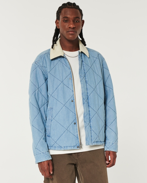 Quilted Denim Workwear Jacket, Chambray