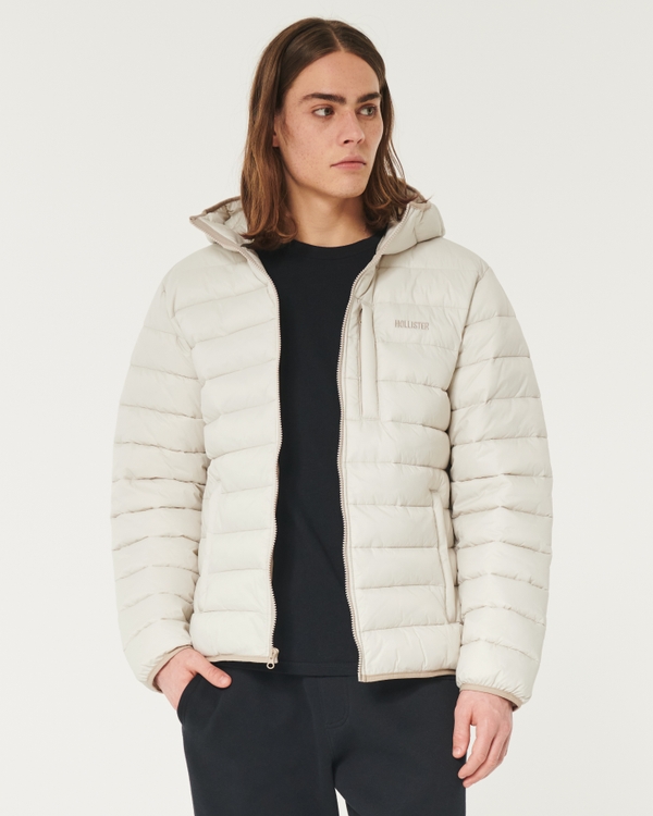 Hooded Puffer Jacket, Cream