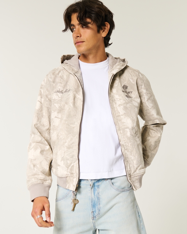 Shelby Graphic Zip-Up Hoodie Jacket, Light Grey Stripe view 1