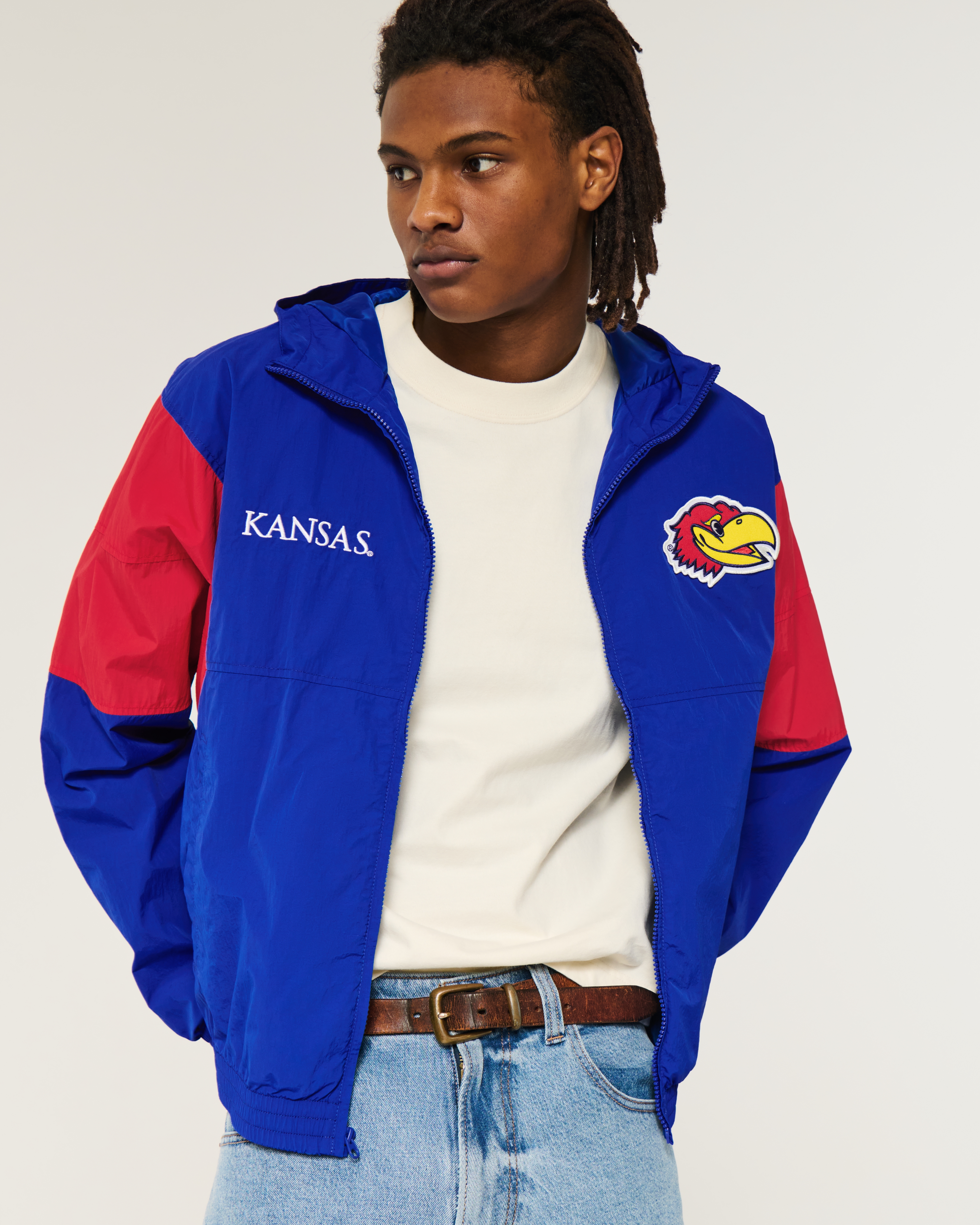 University of Kansas Jayhawks Graphic Hooded Windbreaker Jacket