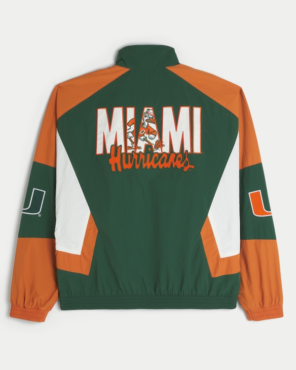 University of Miami Hurricanes Graphic Windbreaker Jacket, Dark Green view 1