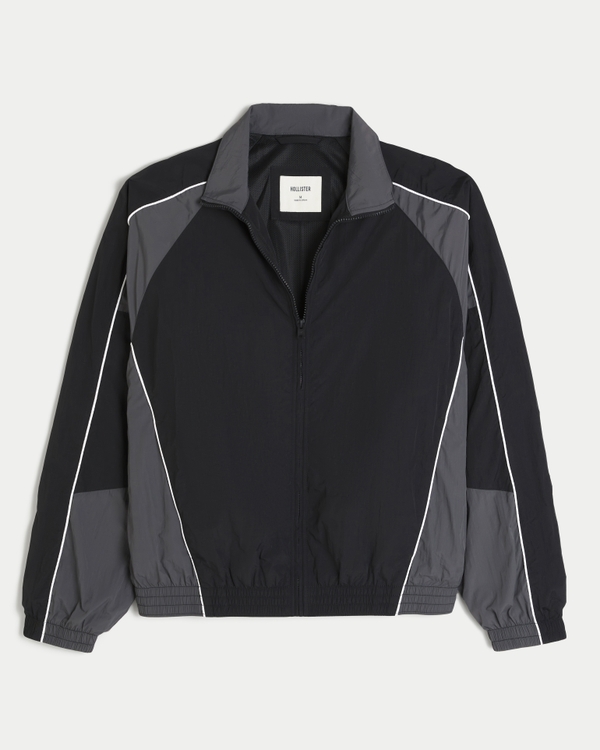Zip-Up Windbreaker Jacket, Black view 1