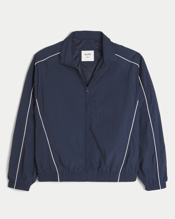 Zip-Up Windbreaker Jacket, Navy view 1