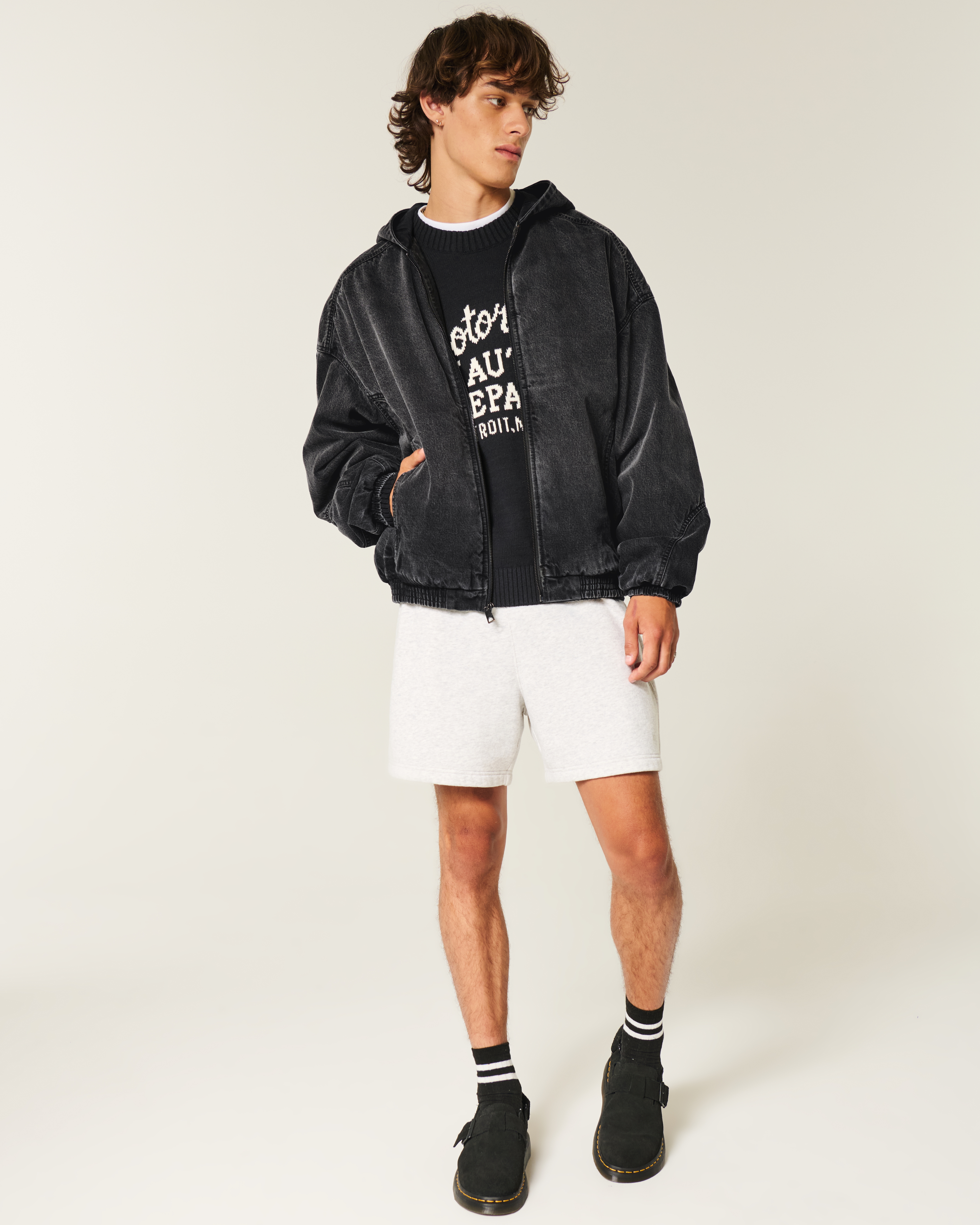 Washed Black Denim Skater Jacket