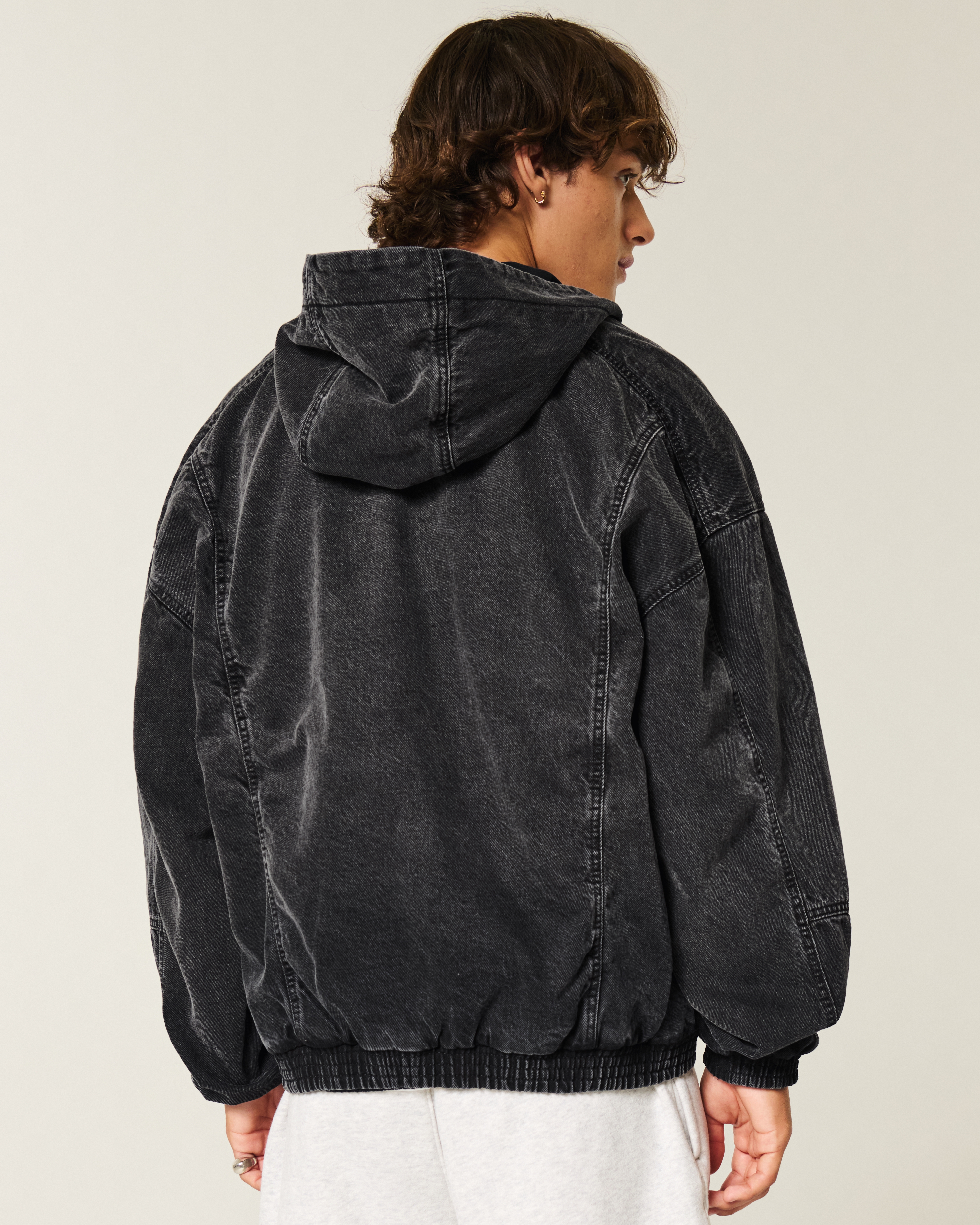 Washed Black Denim Skater Jacket