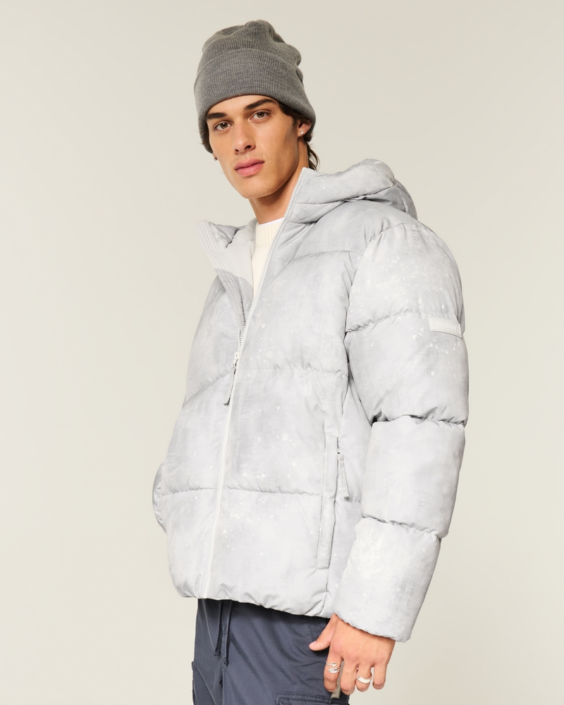 Men's Faux Fur-Lined Hooded Puffer Jacket Men's Jackets Coats