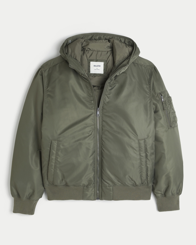 Faux Fur Trim Zip-Up Bomber Jacket