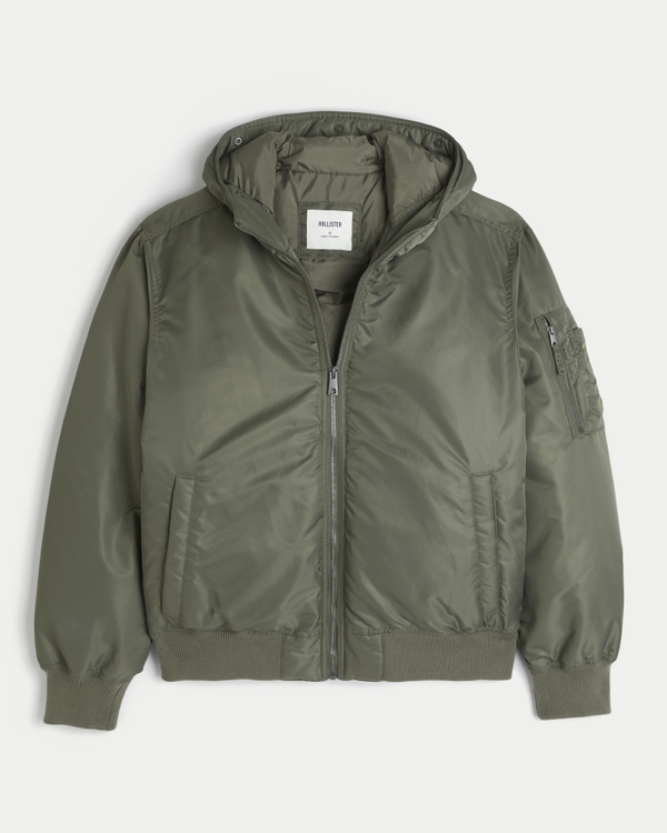 Faux Fur Trim Zip-Up Bomber Jacket