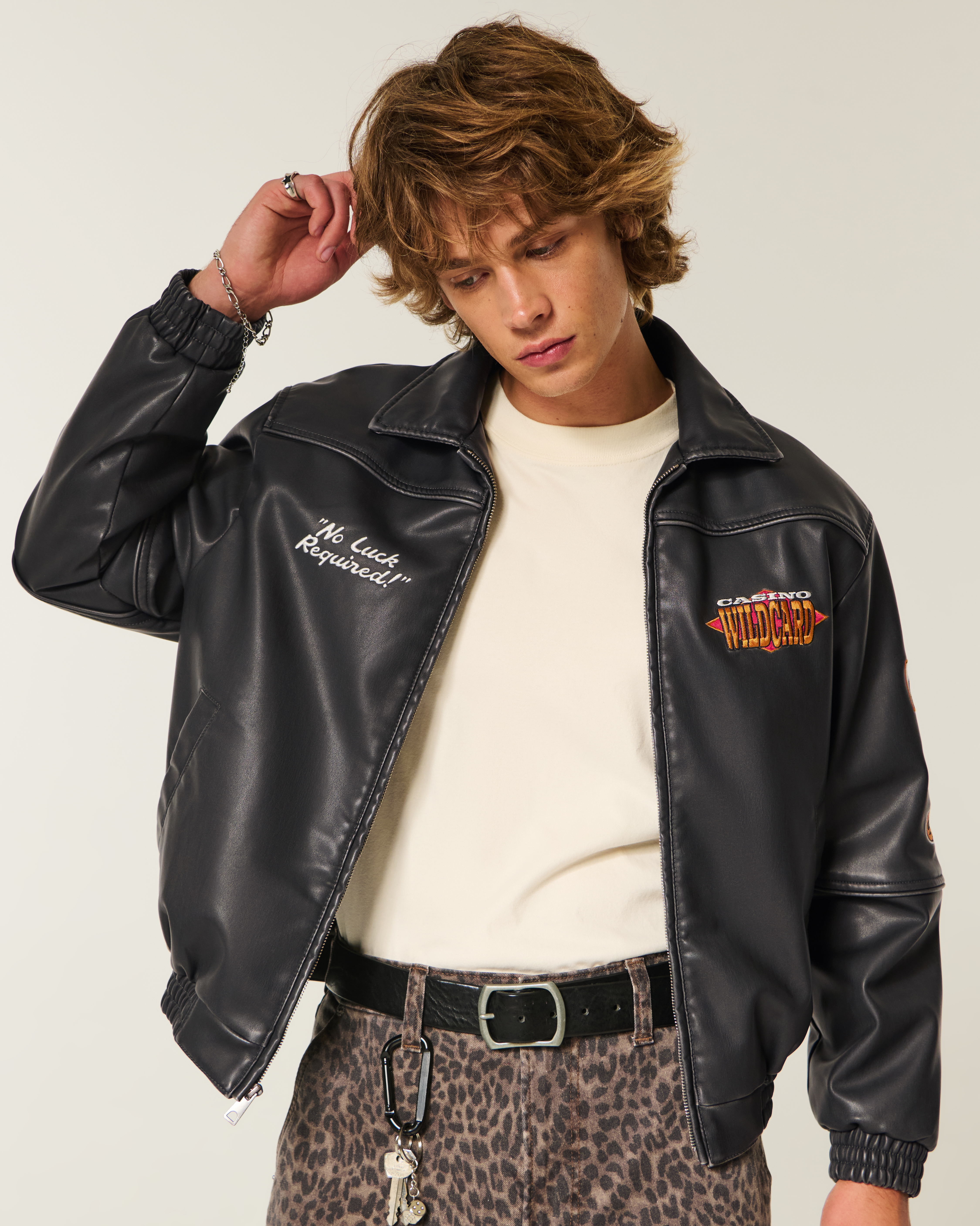 Casino Graphic Vegan Leather Jacket