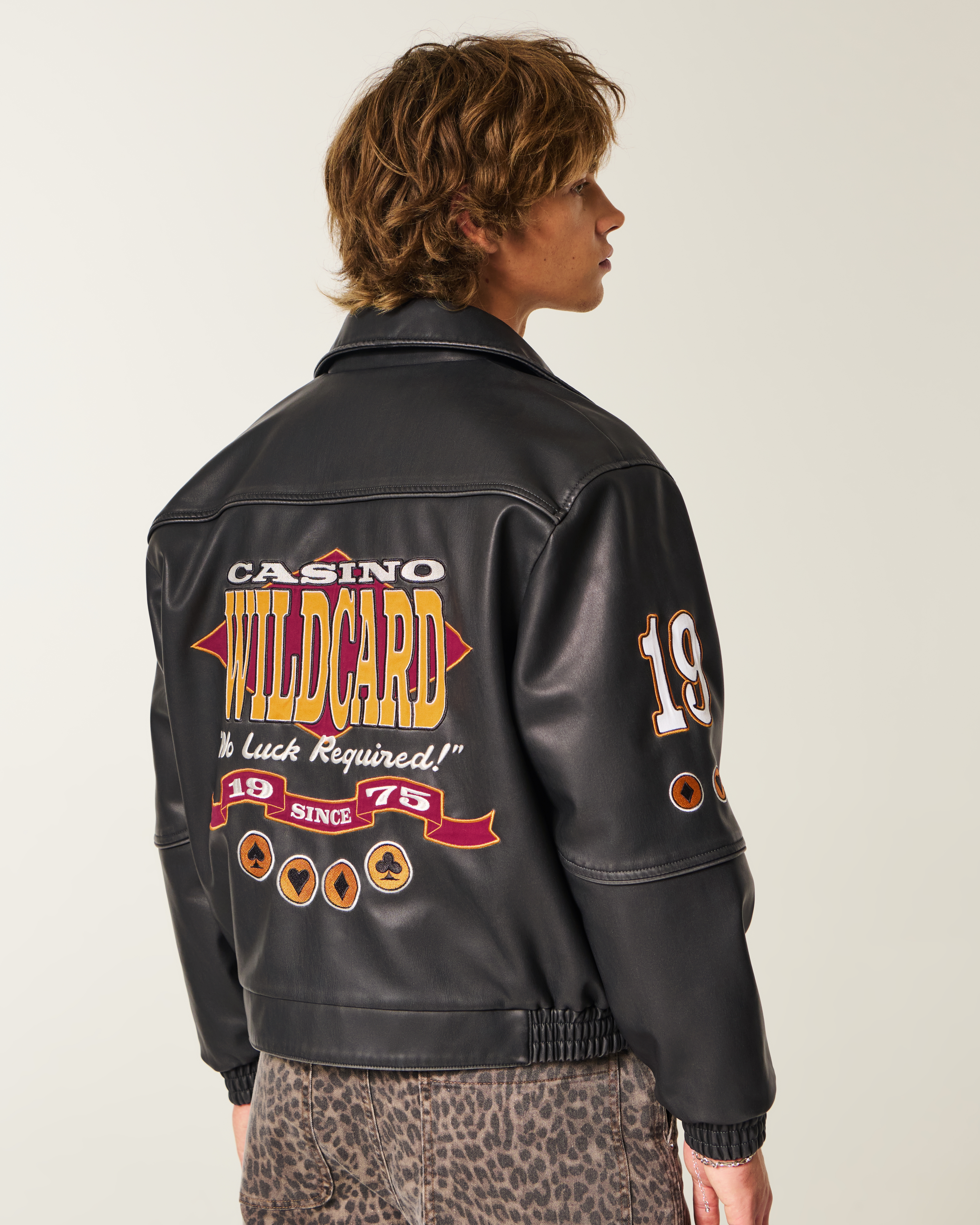 Casino Graphic Vegan Leather Jacket