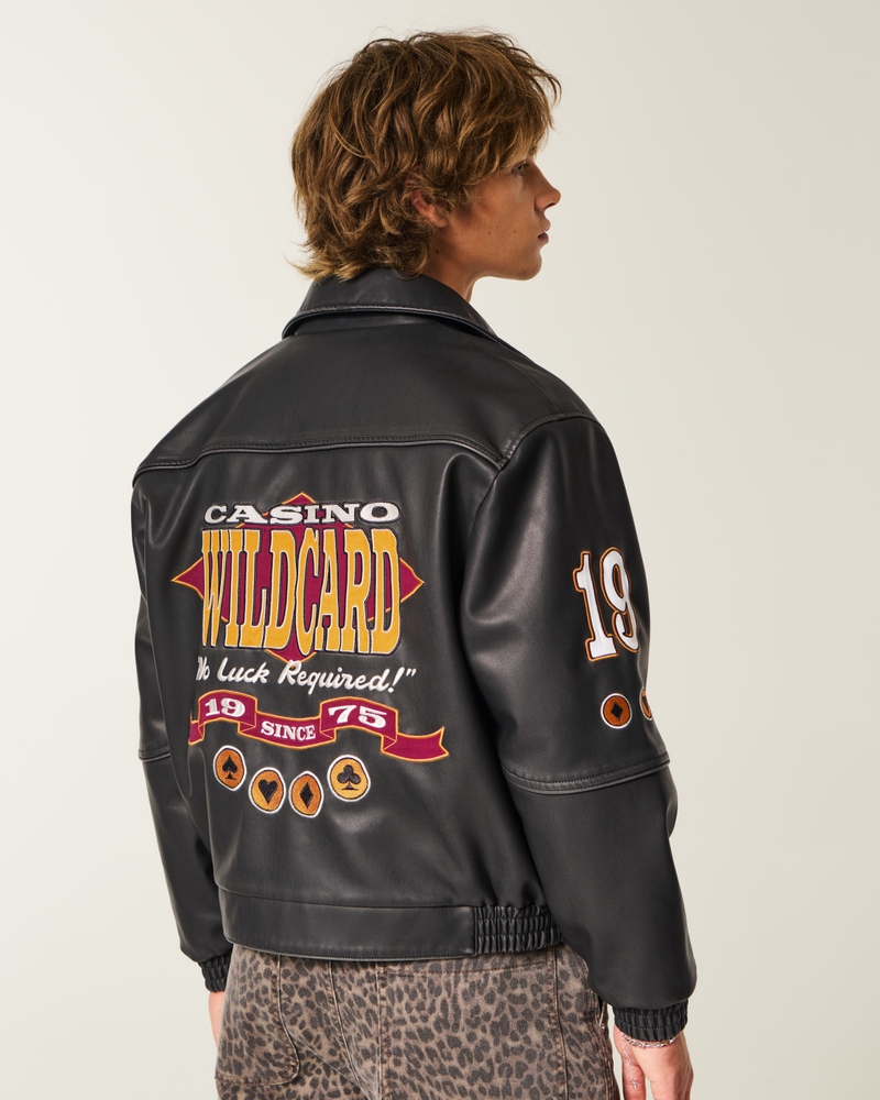 Casino Graphic Vegan Leather Jacket