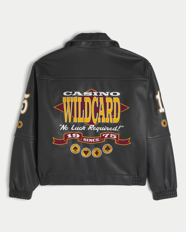 Casino Graphic Vegan Leather Jacket