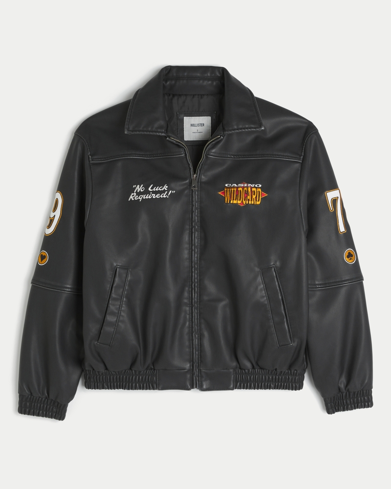 Casino Graphic Vegan Leather Jacket