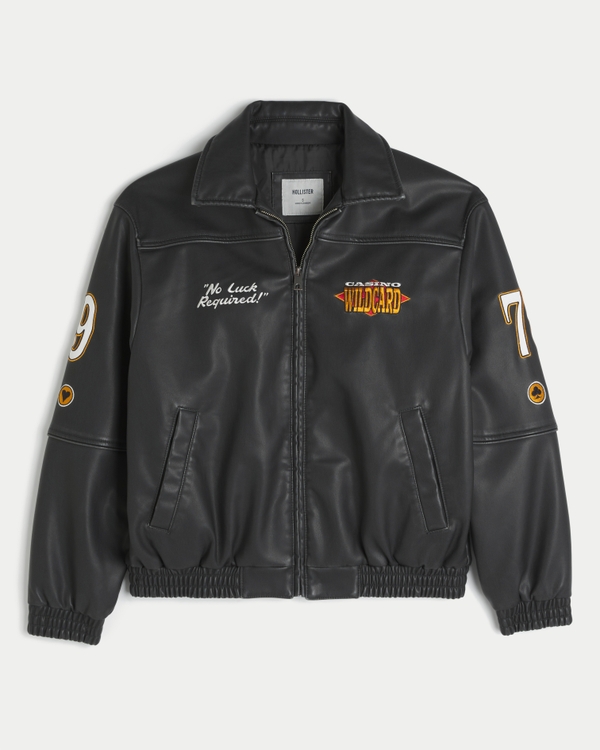 Casino Graphic Vegan Leather Jacket
