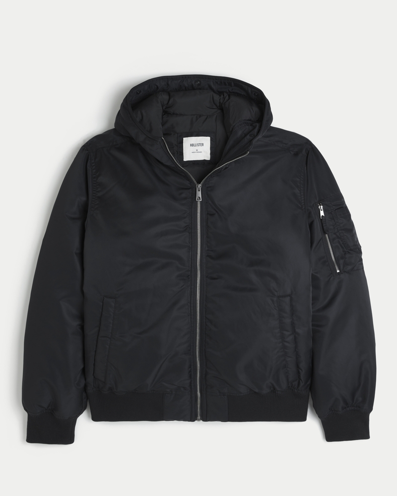 Faux Fur Trim Zip-Up Bomber Jacket