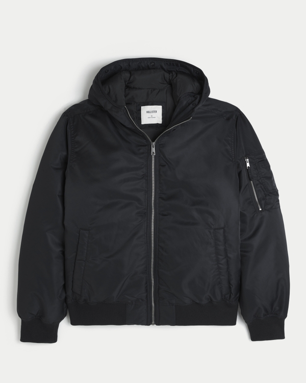 Faux Fur Trim Zip-Up Bomber Jacket