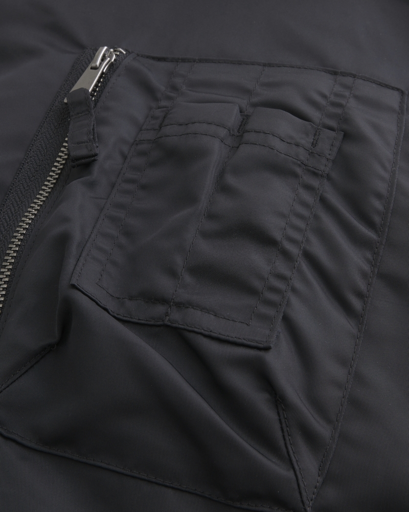 Faux Fur Trim Zip-Up Bomber Jacket