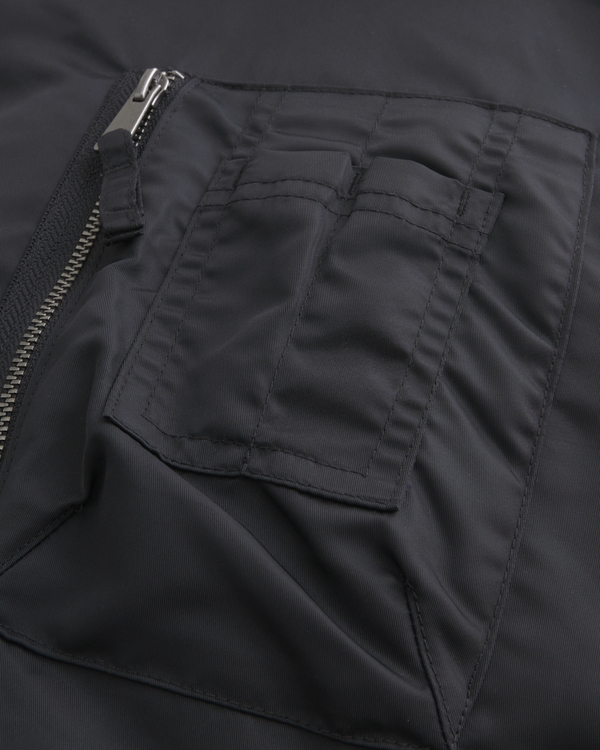 メンズ フェイクファー トリム ジップアップ ボンバージャケット