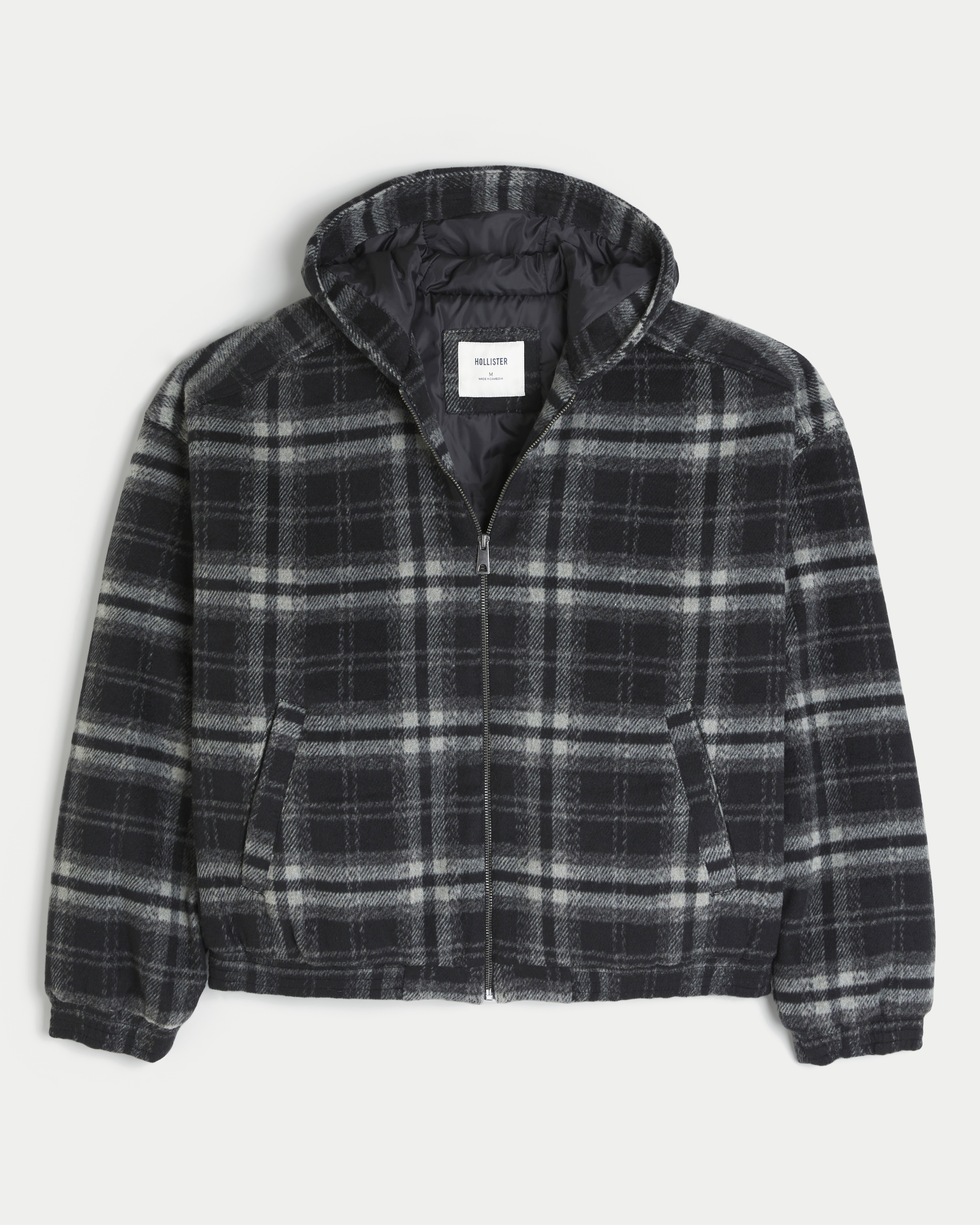 Hooded Plaid Flannel Skater Jacket