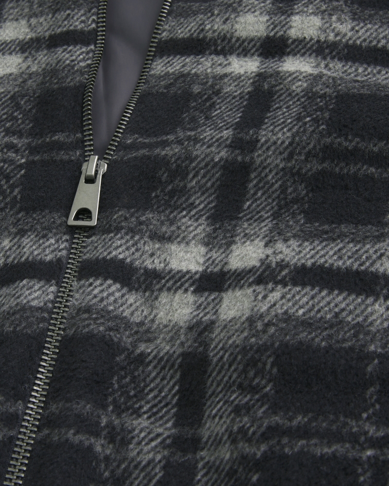 Hooded Plaid Flannel Skater Jacket