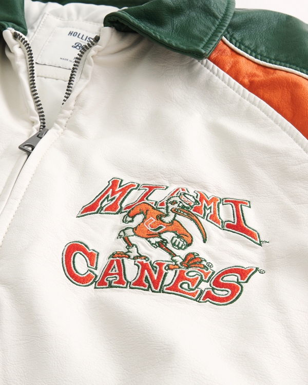 Faux Leather University of Miami Hurricanes Graphic Jacket